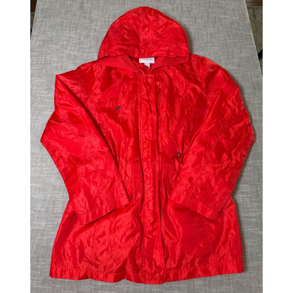 Bold Spirit Outerwear Red Windbreaker Jacket Hooded Zip Up Womens‎ XL RN 15099